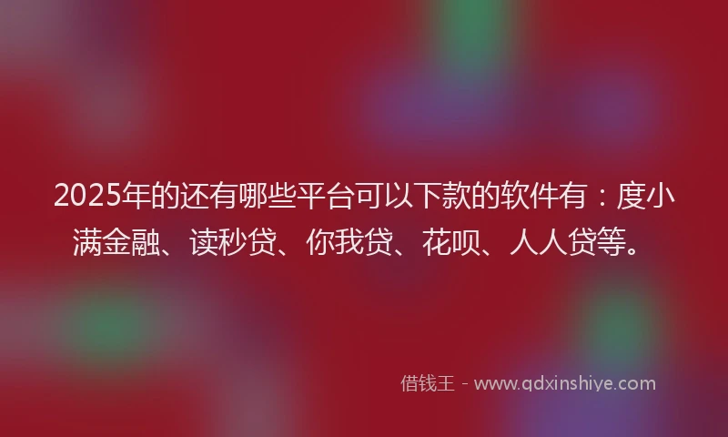 2025年的还有哪些平台可以下款的软件有：度小满金融、读秒贷、你我贷、花呗、人人贷等。