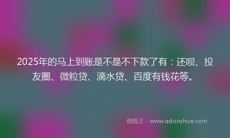 2025年的马上到账是不是不下款了有：还呗、投友圈、微粒贷、滴水贷、百度有钱花等。