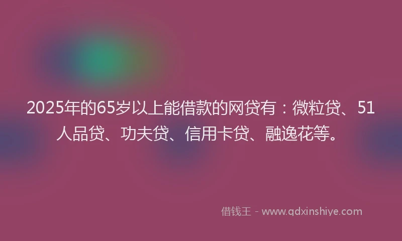 2025年的65岁以上能借款的网贷有：微粒贷、51人品贷、功夫贷、信用卡贷、融逸花等。
