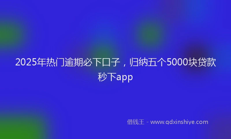2025年热门逾期必下口子，归纳五个5000块贷款秒下app