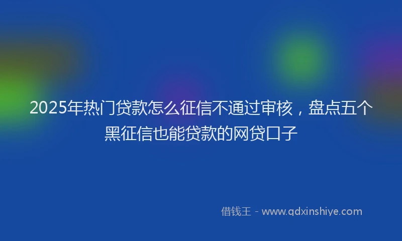 2025年热门贷款怎么征信不通过审核，盘点五个黑征信也能贷款的网贷口子