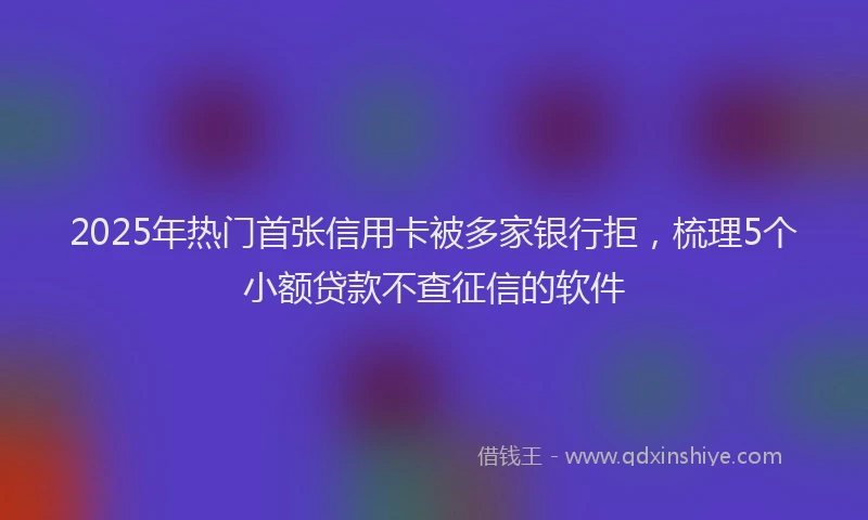 2025年热门首张信用卡被多家银行拒，梳理5个小额贷款不查征信的软件