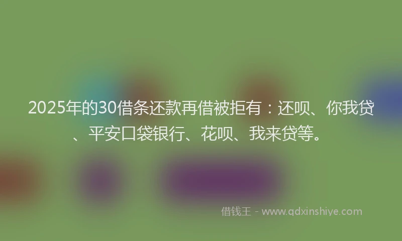 2025年的30借条还款再借被拒有：还呗、你我贷、平安口袋银行、花呗、我来贷等。