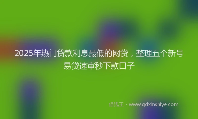 2025年热门贷款利息最低的网贷，整理五个新号易贷速审秒下款口子