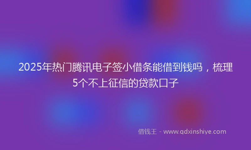 2025年热门腾讯电子签小借条能借到钱吗，梳理5个不上征信的贷款口子