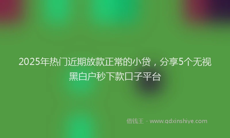 2025年热门近期放款正常的小贷，分享5个无视黑白户秒下款口子平台