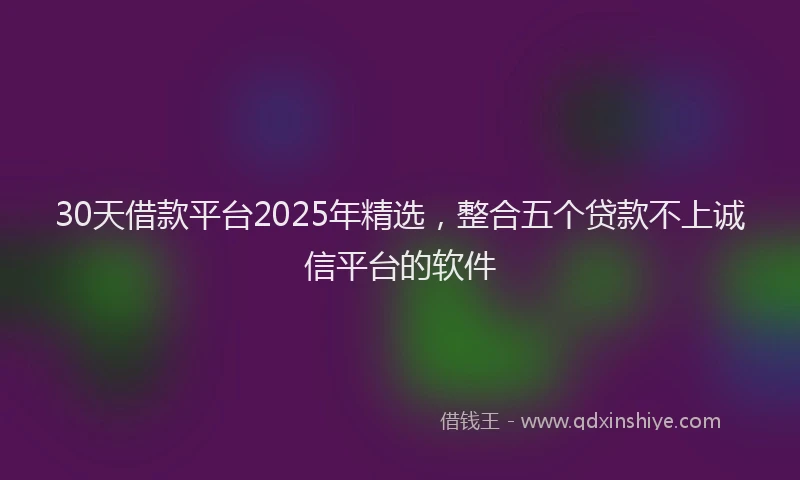 30天借款平台2025年精选，整合五个贷款不上诚信平台的软件
