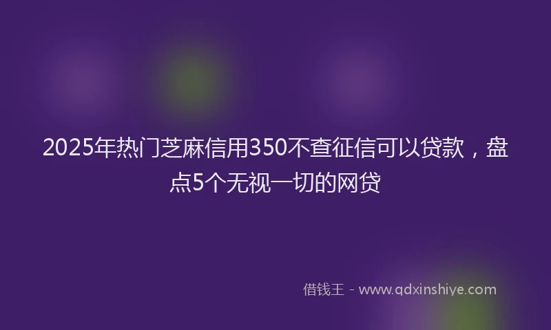 2025年热门芝麻信用350不查征信可以贷款，盘点5个无视一切的网贷