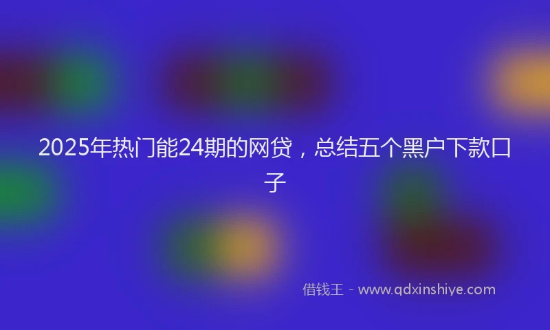 2025年热门能24期的网贷，总结五个黑户下款口子