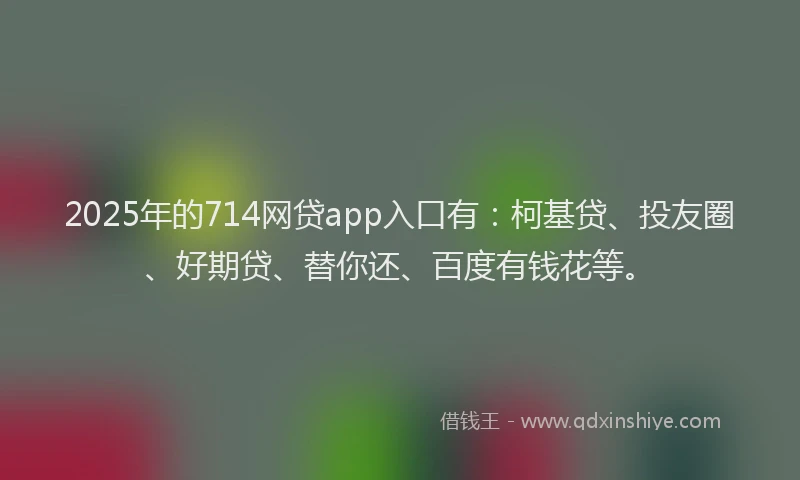 2025年的714网贷app入口有：柯基贷、投友圈、好期贷、替你还、百度有钱花等。