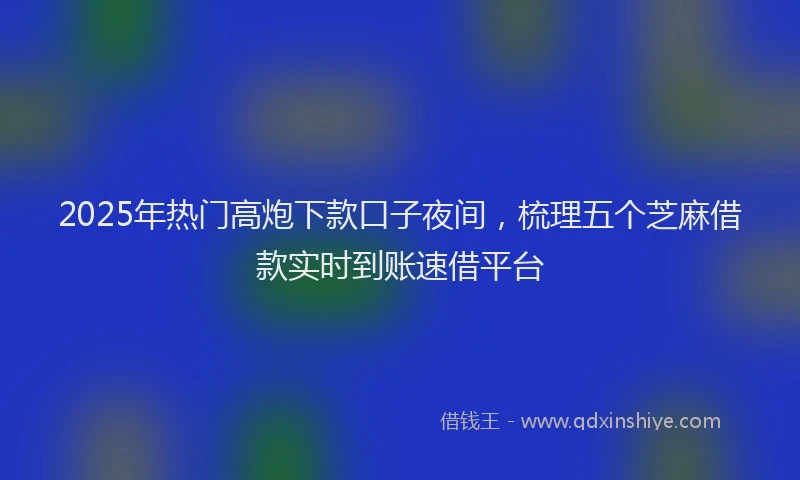 2025年热门高炮下款口子夜间，梳理五个芝麻借款实时到账速借平台