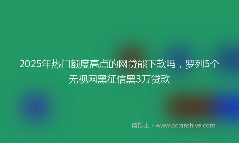 2025年热门额度高点的网贷能下款吗，罗列5个无视网黑征信黑3万贷款