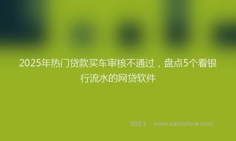 2025年热门贷款买车审核不通过，盘点5个看银行流水的网贷软件