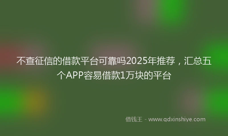 不查征信的借款平台可靠吗2025年推荐，汇总五个APP容易借款1万块的平台