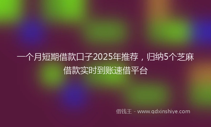 一个月短期借款口子2025年推荐，归纳5个芝麻借款实时到账速借平台