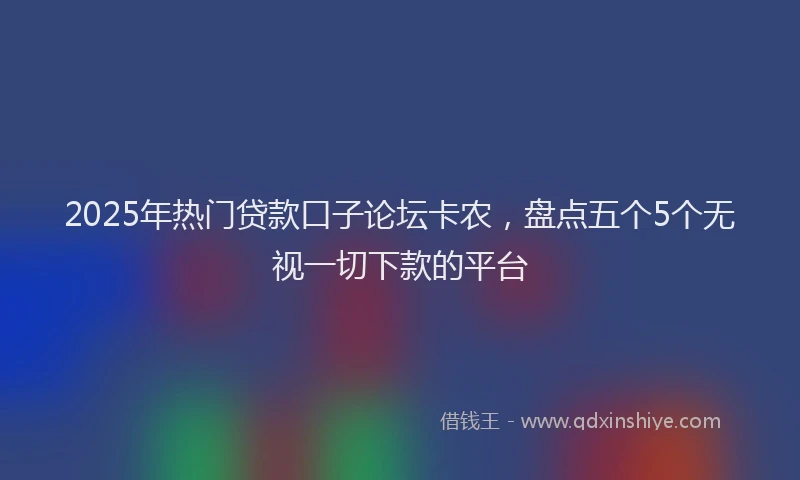 2025年热门贷款口子论坛卡农，盘点五个5个无视一切下款的平台