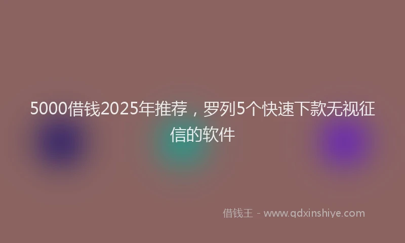 5000借钱2025年推荐，罗列5个快速下款无视征信的软件