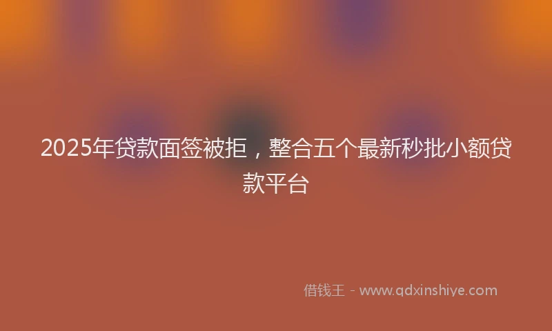 2025年贷款面签被拒，整合五个最新秒批小额贷款平台