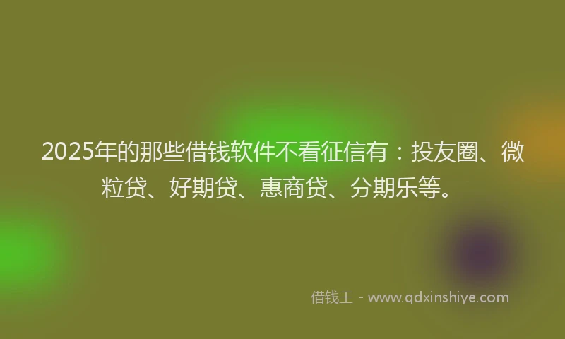2025年的那些借钱软件不看征信有：投友圈、微粒贷、好期贷、惠商贷、分期乐等。