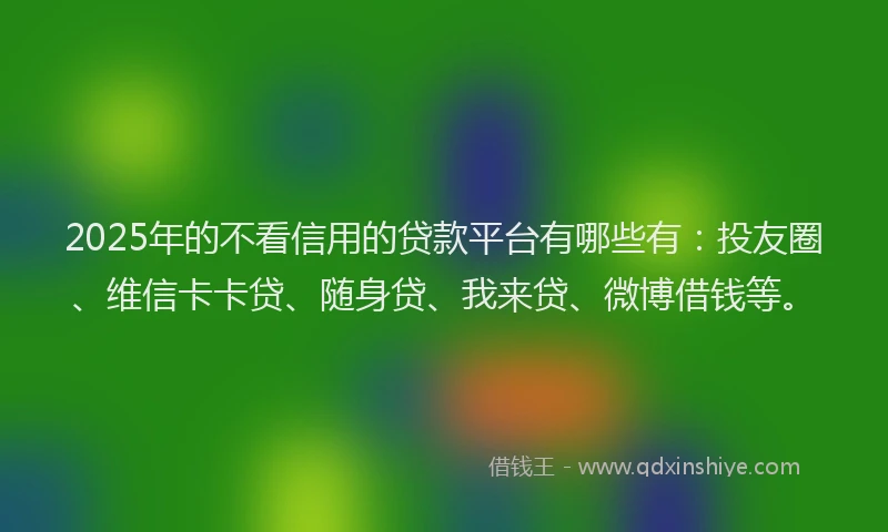 2025年的不看信用的贷款平台有哪些有：投友圈、维信卡卡贷、随身贷、我来贷、微博借钱等。