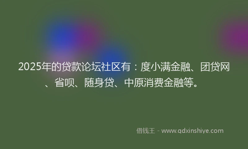 2025年的贷款论坛社区有：度小满金融、团贷网、省呗、随身贷、中原消费金融等。