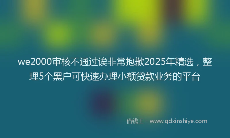we2000审核不通过诶非常抱歉2025年精选，整理5个黑户可快速办理小额贷款业务的平台