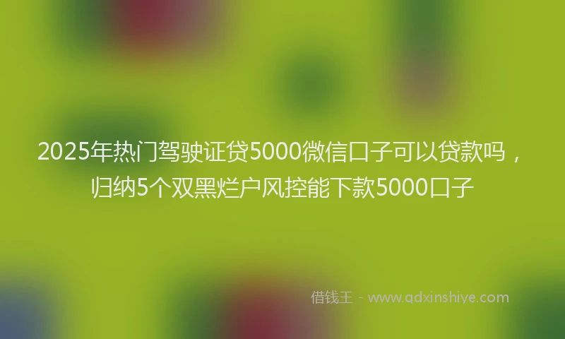 2025年热门驾驶证贷5000微信口子可以贷款吗，归纳5个双黑烂户风控能下款5000口子