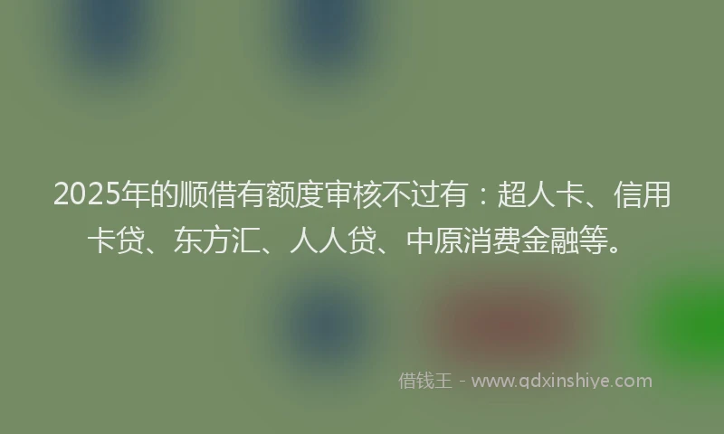 2025年的顺借有额度审核不过有：超人卡、信用卡贷、东方汇、人人贷、中原消费金融等。