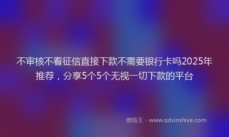 不审核不看征信直接下款不需要银行卡吗2025年推荐，分享5个5个无视一切下款的平台