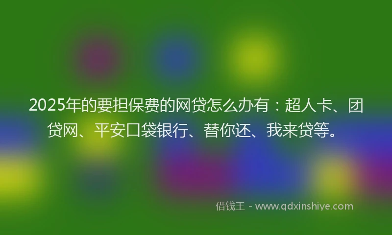 2025年的要担保费的网贷怎么办有：超人卡、团贷网、平安口袋银行、替你还、我来贷等。