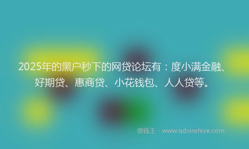 2025年的黑户秒下的网贷论坛有：度小满金融、好期贷、惠商贷、小花钱包、人人贷等。