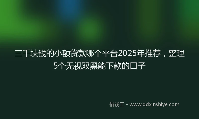 三千块钱的小额贷款哪个平台2025年推荐，整理5个无视双黑能下款的口子