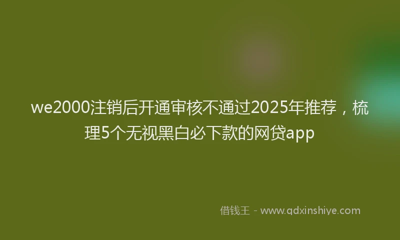 we2000注销后开通审核不通过2025年推荐，梳理5个无视黑白必下款的网贷app