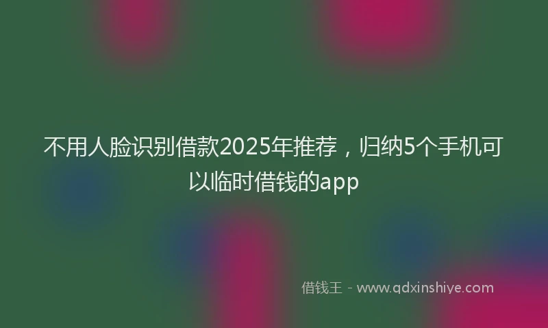 不用人脸识别借款2025年推荐，归纳5个手机可以临时借钱的app