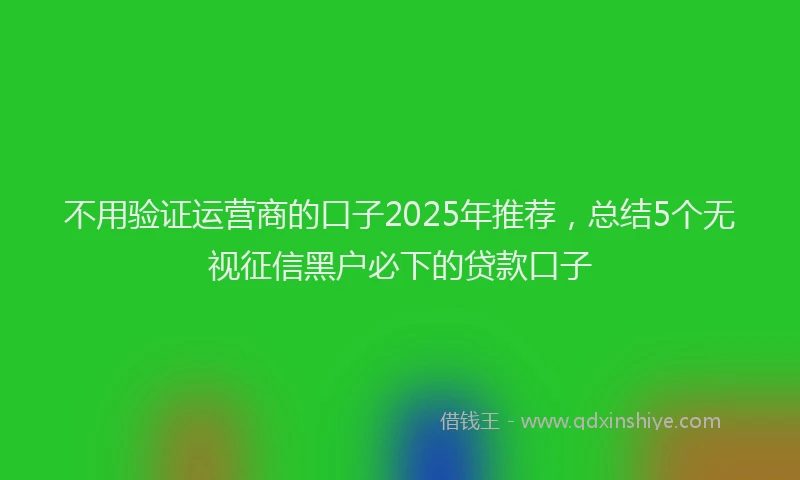 不用验证运营商的口子2025年推荐，总结5个无视征信黑户必下的贷款口子