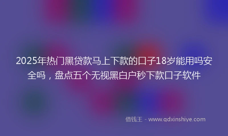 2025年热门黑贷款马上下款的口子18岁能用吗安全吗，盘点五个无视黑白户秒下款口子软件