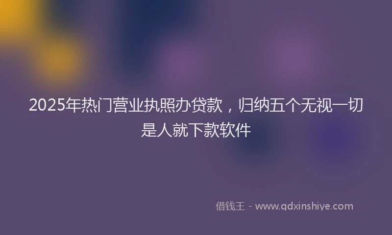 2025年热门营业执照办贷款，归纳五个无视一切是人就下款软件