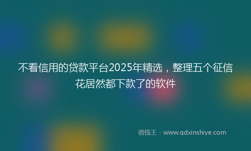 不看信用的贷款平台2025年精选，整理五个征信花居然都下款了的软件