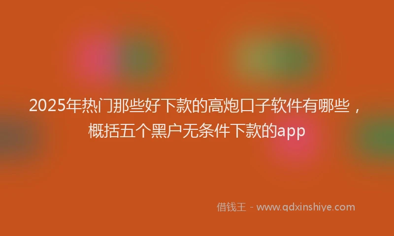 2025年热门那些好下款的高炮口子软件有哪些，概括五个黑户无条件下款的app