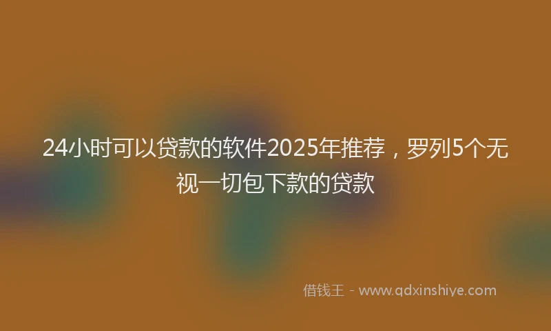 24小时可以贷款的软件2025年推荐，罗列5个无视一切包下款的贷款