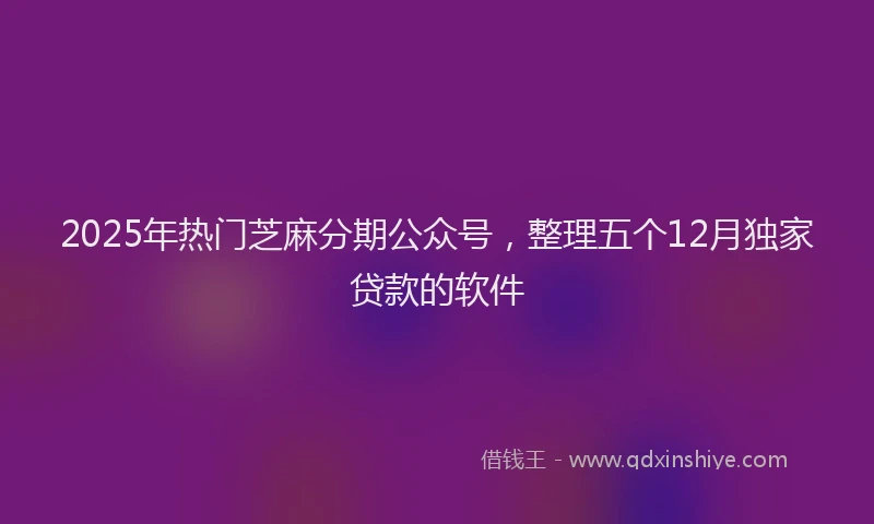 2025年热门芝麻分期公众号，整理五个12月独家贷款的软件