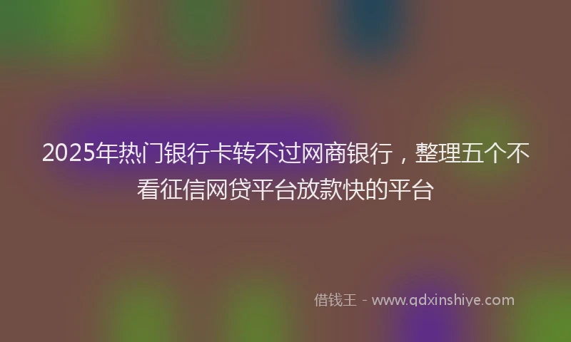 2025年热门银行卡转不过网商银行，整理五个不看征信网贷平台放款快的平台