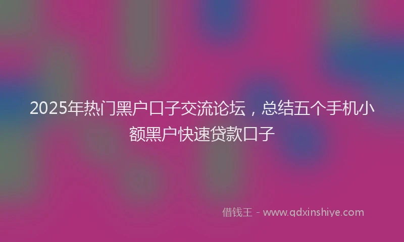 2025年热门黑户口子交流论坛，总结五个手机小额黑户快速贷款口子