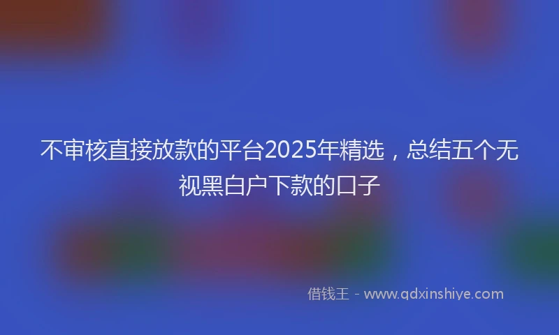 不审核直接放款的平台2025年精选，总结五个无视黑白户下款的口子