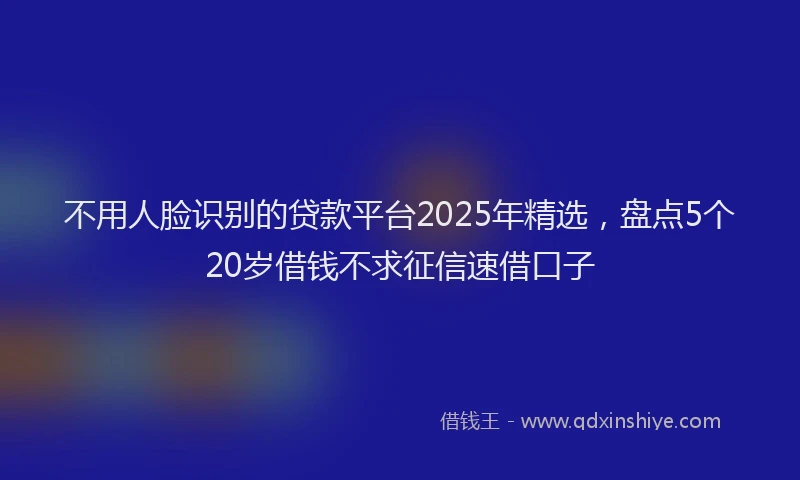 不用人脸识别的贷款平台2025年精选，盘点5个20岁借钱不求征信速借口子