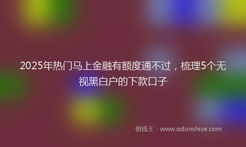 2025年热门马上金融有额度通不过，梳理5个无视黑白户的下款口子