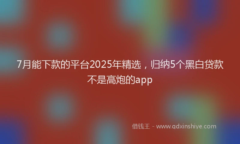 7月能下款的平台2025年精选，归纳5个黑白贷款不是高炮的app