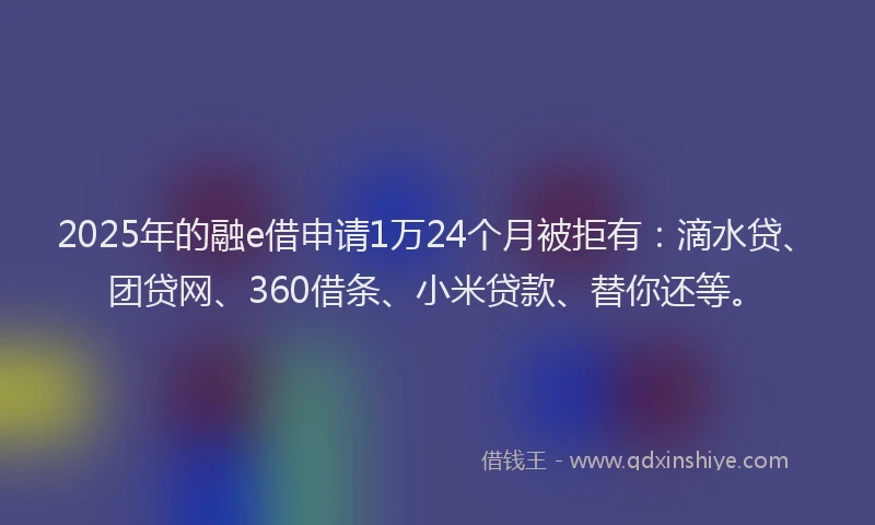 2025年的融e借申请1万24个月被拒有：滴水贷、团贷网、360借条、小米贷款、替你还等。