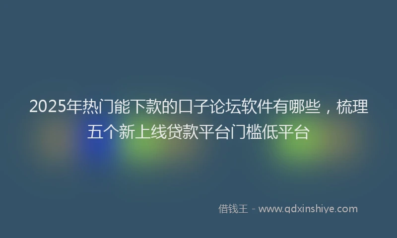 2025年热门能下款的口子论坛软件有哪些，梳理五个新上线贷款平台门槛低平台