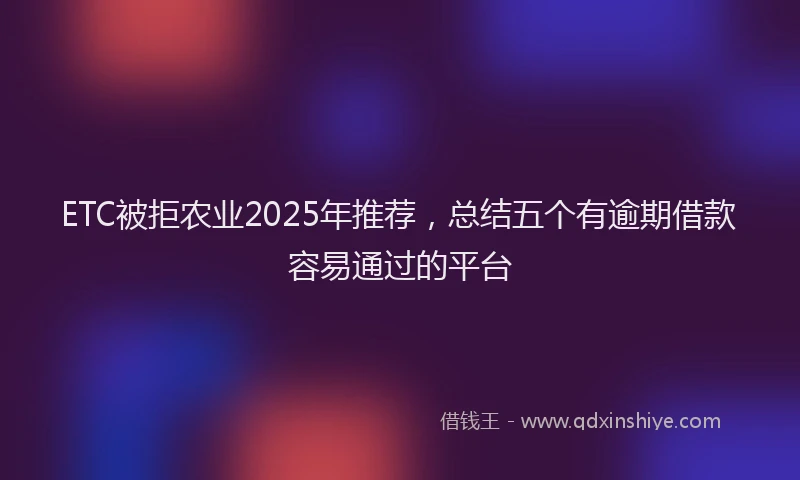 ETC被拒农业2025年推荐，总结五个有逾期借款容易通过的平台